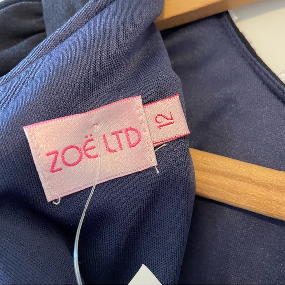 Zoe Ltd Dress Size 12 Navy Blue Nora Fringe Short Sleeve - Picture 5 of 7